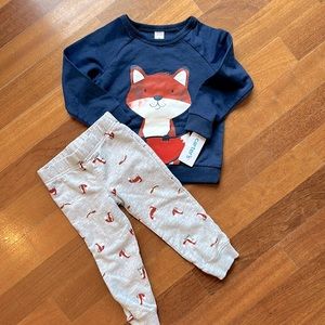 NWT Carter’s Fox sweatshirt & pant set, size 2T
